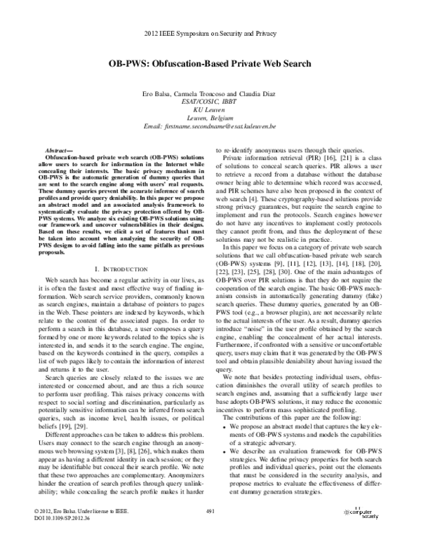 (PDF) OB-PWS: Obfuscation-Based Private Web Search