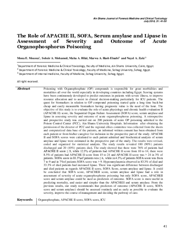 (PDF) The Role of APACHE II, SOFA, Serum amylase and Lipase in ...