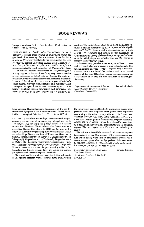 (PDF) Isotope geoscience vol. 1, no. 1