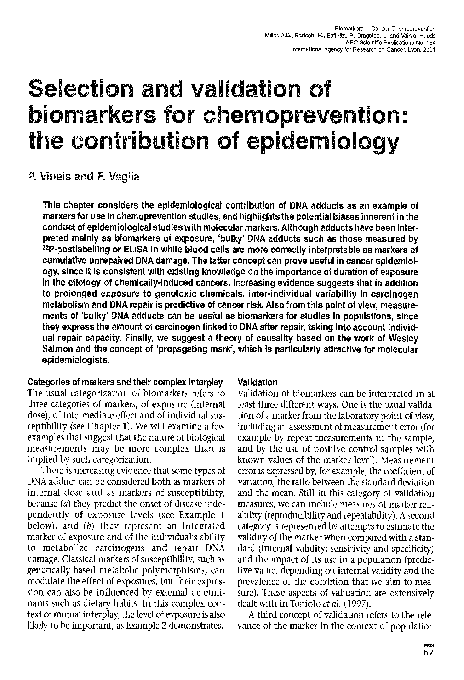 (PDF) Selection and validation of biomarkers for chemoprevention: the ...