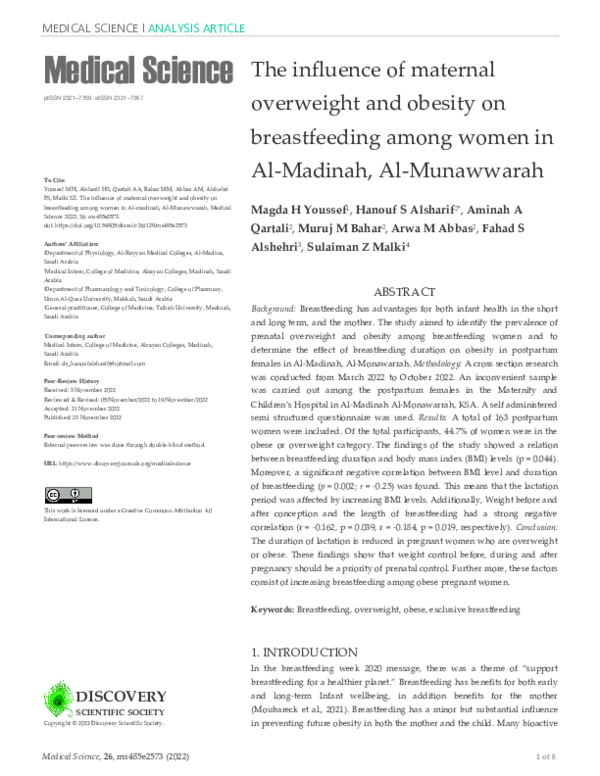 (PDF) The influence of maternal overweight and obesity on breastfeeding ...