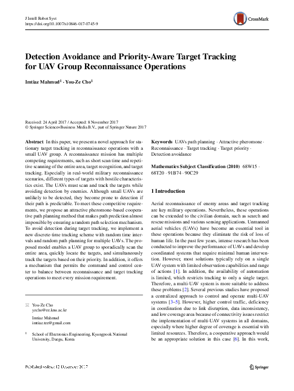 (PDF) Detection Avoidance and Priority-Aware Target Tracking for UAV ...