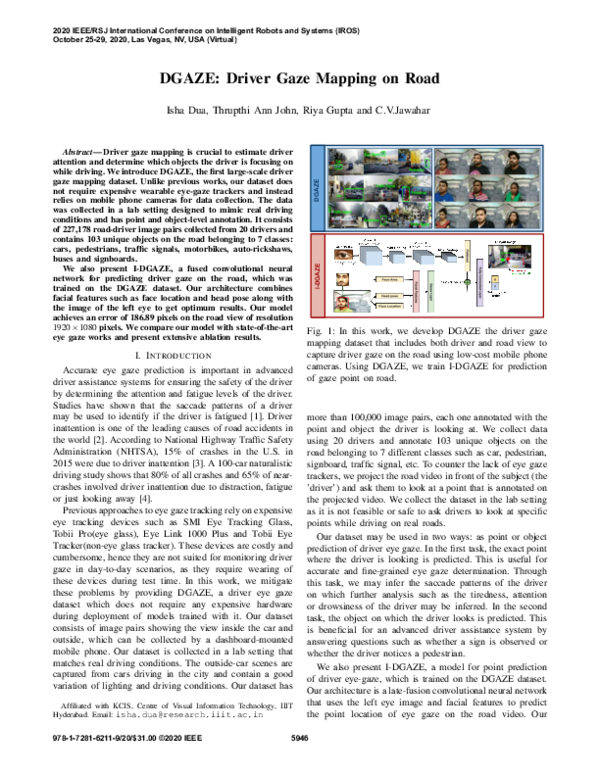 (PDF) DGAZE: Driver Gaze Mapping on Road