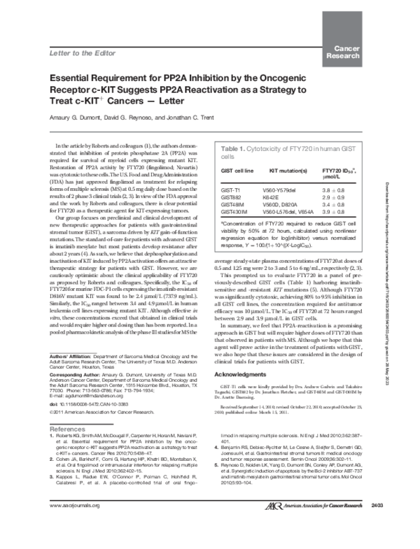 (PDF) Essential Requirement for PP2A Inhibition by the Oncogenic ...