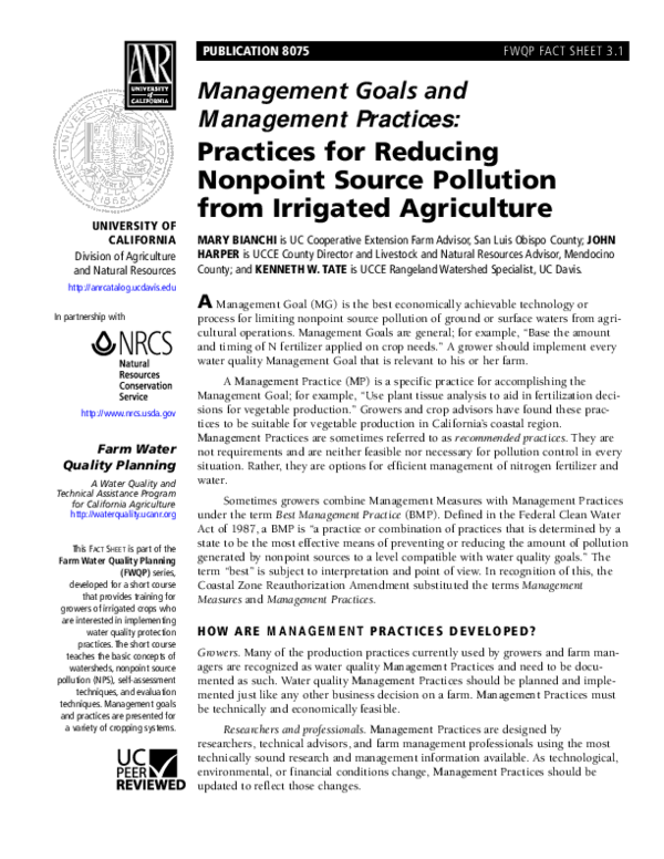 (PDF) Practices for Reducing Nonpoint Source Pollution from Irrigated ...