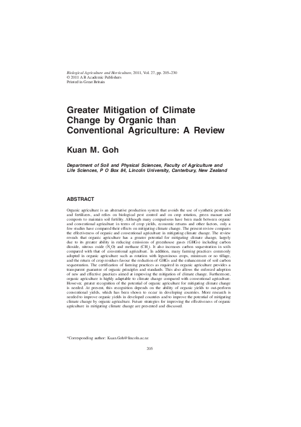 (PDF) Greater Mitigation of Climate Change by Organic than Conventional ...
