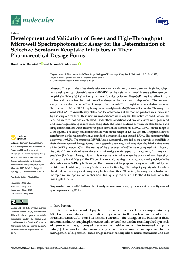 (PDF) Development and Validation of Green and High-Throughput Microwell ...