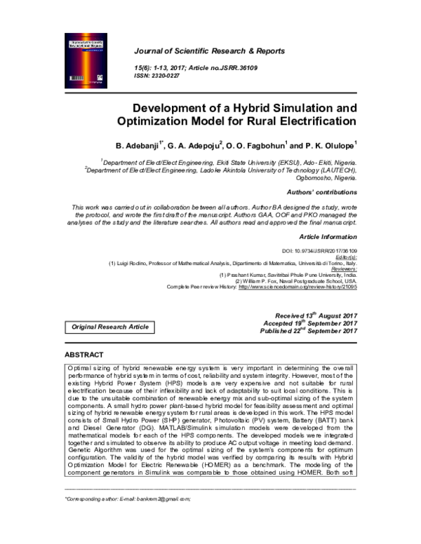 (PDF) Development of a Hybrid Simulation and Optimization Model for ...