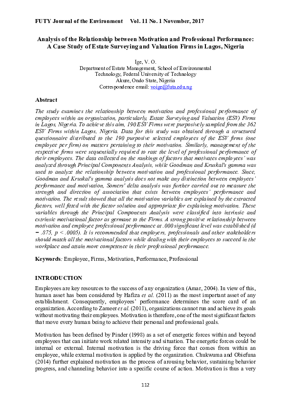 (PDF) Analysis of the relationship between motivation and professional ...