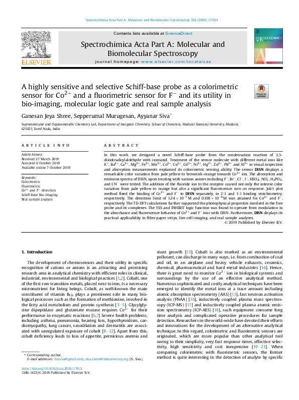 (PDF) A highly sensitive and selective Schiff-base probe as a ...