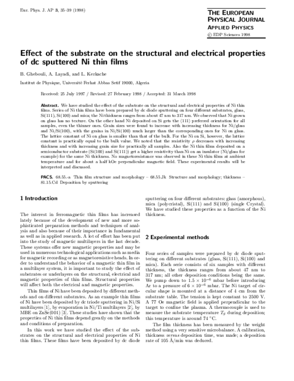(PDF) Effect of the substrate on the structural and electrical ...