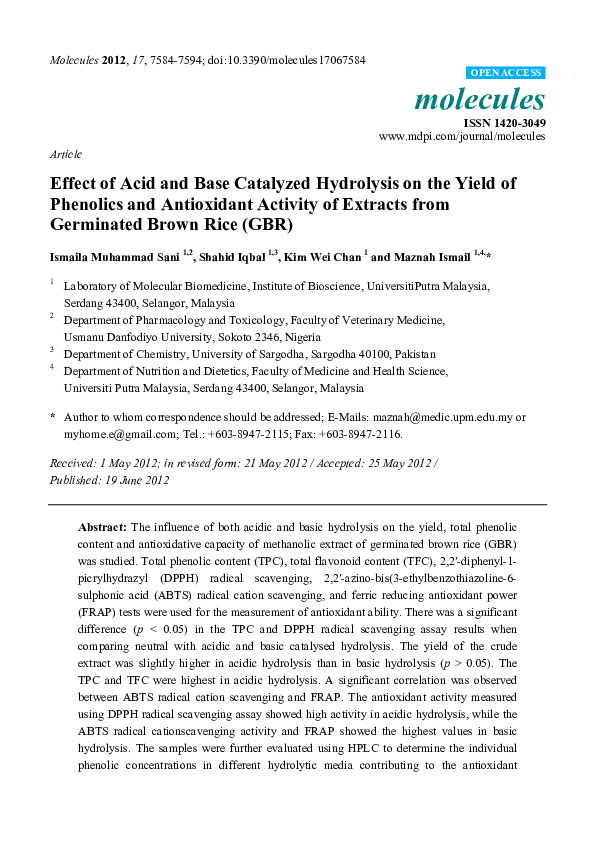 (PDF) Effect of Acid and Base Catalyzed Hydrolysis on the Yield of ...