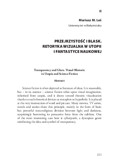 (PDF) Transparency and Glare. Visual Rhetoric in Utopia and Science Fiction