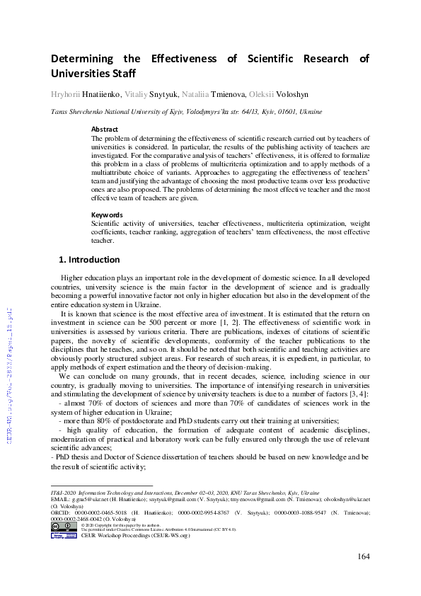 (PDF) Determining the Effectiveness of Scientific Research of ...