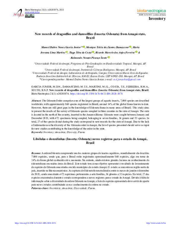 (PDF) New records of dragonflies and damselflies (Insecta: Odonata ...
