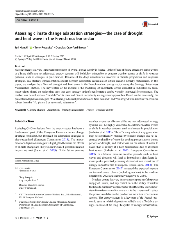 (PDF) Assessing climate change adaptation strategies—the case of ...
