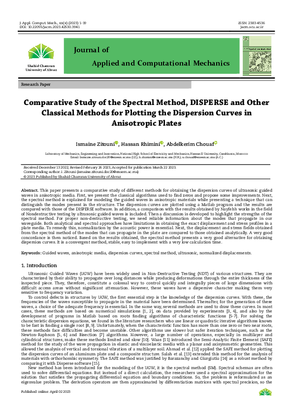 (PDF) Comparative Study of the Spectral Method, DISPERSE and Other ...