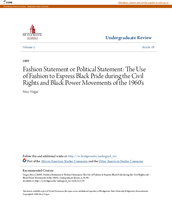 (PDF) Fashion Statement or Political Statement: The Use of Fashion to ...