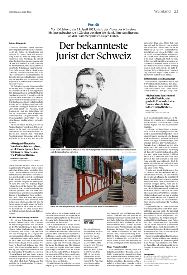 Eugen Huber der bekannteste Jurist der Schweiz