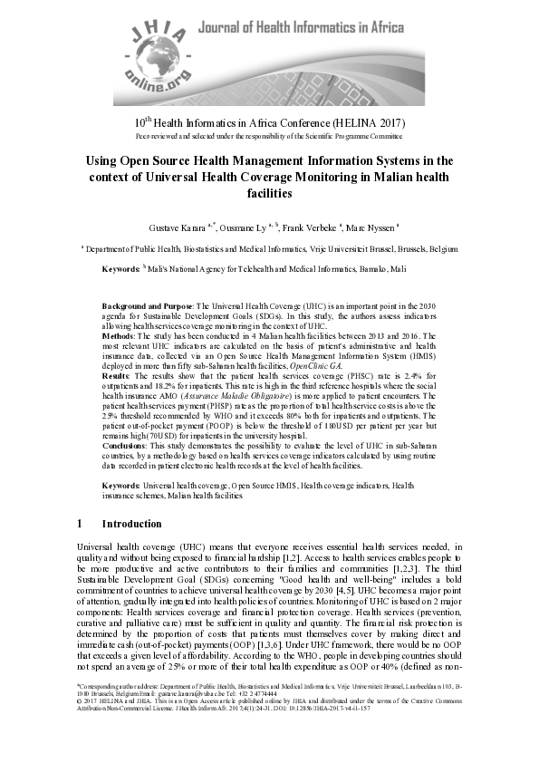 (PDF) Using Open Source Health Management Information Systems in the ...