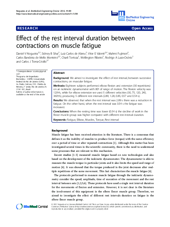 (PDF) Effect of the rest interval duration between contractions on ...
