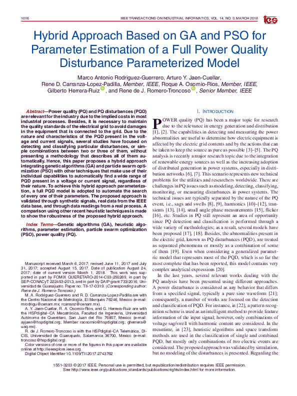 (PDF) Hybrid Approach Based on GA and PSO for Parameter Estimation of a ...