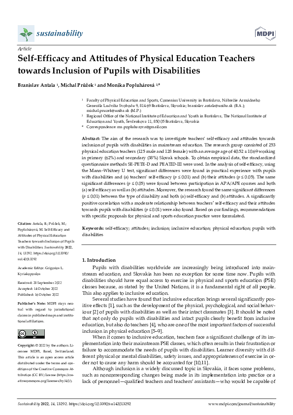 (PDF) Self-Efficacy and Attitudes of Physical Education Teachers ...