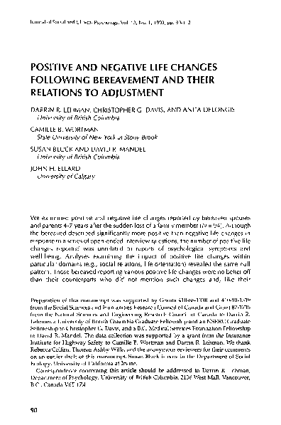 (PDF) Positive and Negative Life Changes Following Bereavement and ...