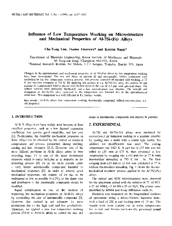 (PDF) Influence of low temperature working on microstructure and ...