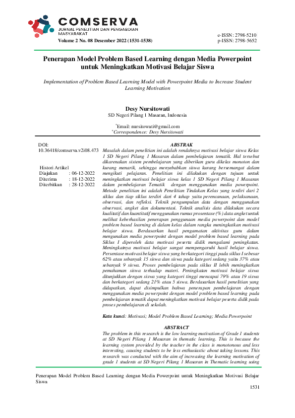 (PDF) Penerapan Model Problem Based Learning dengan Media Powerpoint ...
