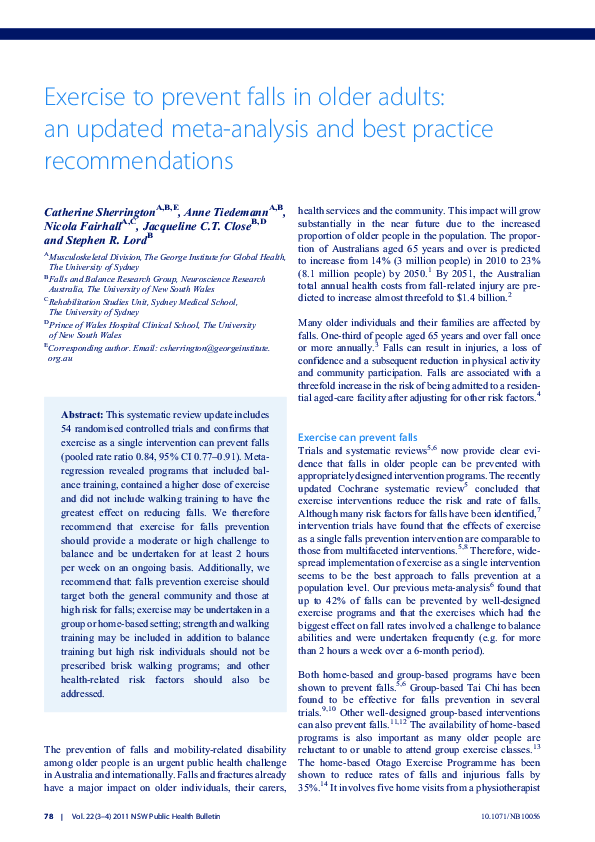 (PDF) Exercise to prevent falls in older adults: an updated meta ...