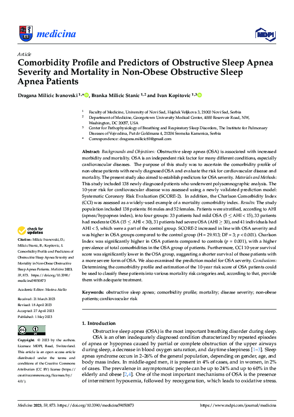 (PDF) Comorbidity Profile and Predictors of Obstructive Sleep Apnea ...
