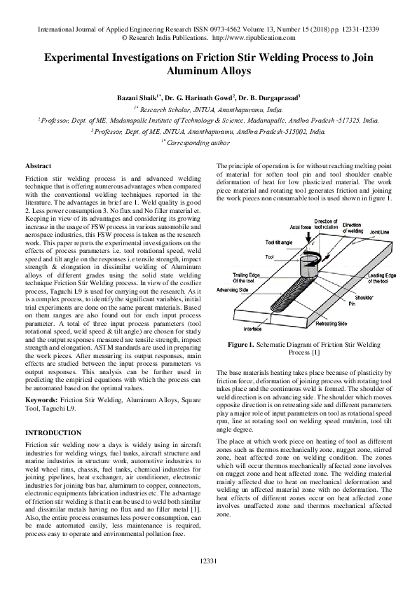 (PDF) Experimental Investigations On Friction Stir Spot Welding Process ...