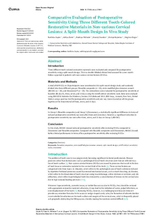 (PDF) Comparative Evaluation of Postoperative Sensitivity Using Three ...