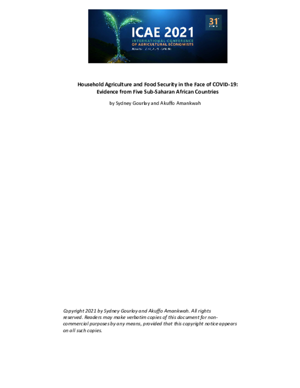 (PDF) Household Agriculture and Food Security in the Face of COVID-19 ...