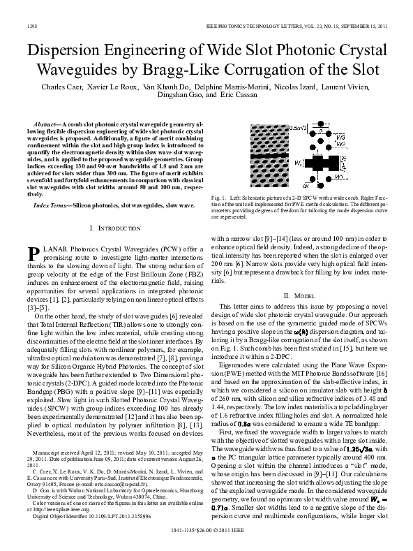 (PDF) Dispersion Engineering of Wide Slot Photonic Crystal Waveguides ...