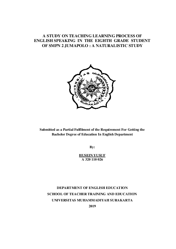 (PDF) A Study On Teaching Learning Process Of English Speaking In The ...