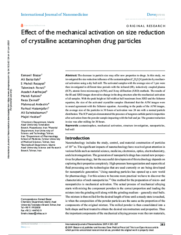 (PDF) Effect of the mechanical activation on size reduction of ...