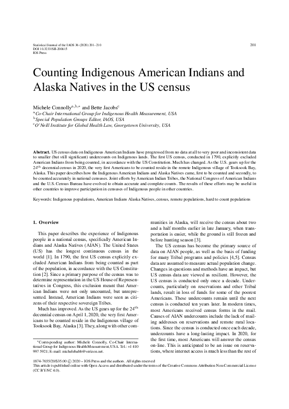 (PDF) Counting Indigenous American Indians and Alaska Natives in the US ...