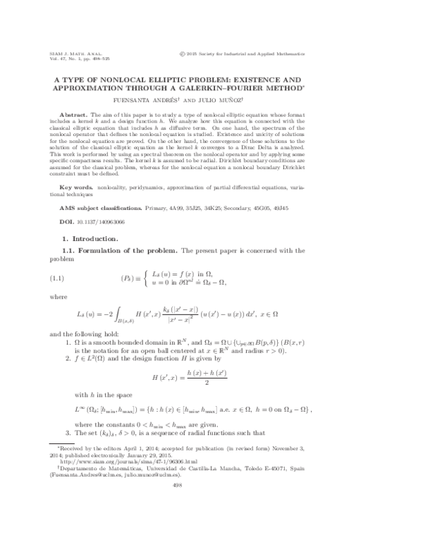 (PDF) A Type of Nonlocal Elliptic Problem: Existence and Approximation ...