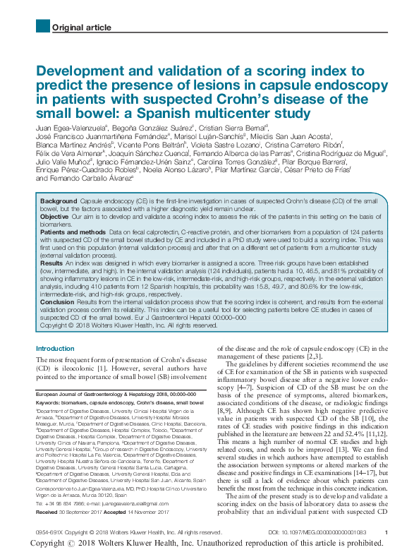(PDF) Development and validation of a scoring index to predict the ...