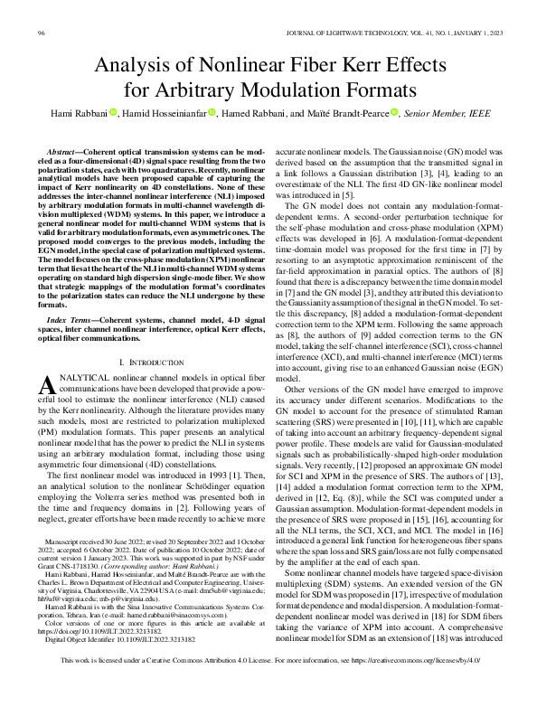 (PDF) Analysis of Nonlinear Fiber Kerr Effects for Arbitrary Modulation ...