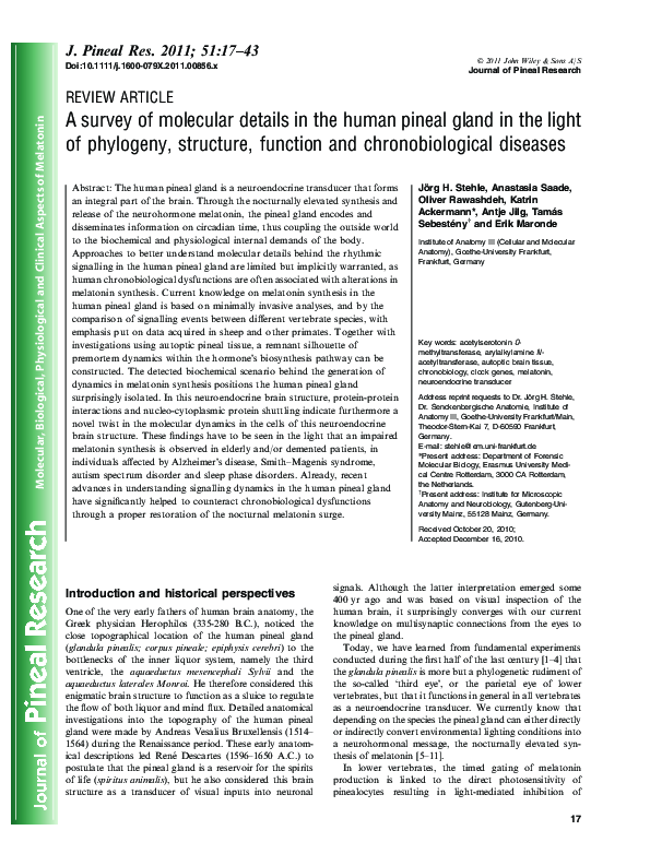 (PDF) A survey of molecular details in the human pineal gland in the ...