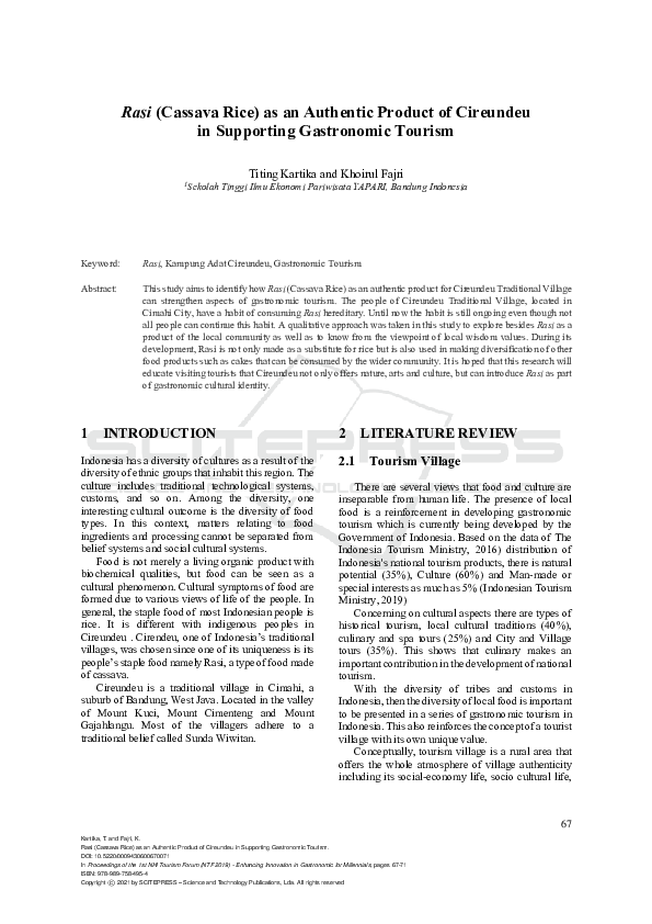 (PDF) Rasi (Cassava Rice) as an Authentic Product of Cireundeu in ...