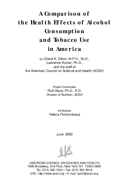(PDF) A Comparison of the Health Effects of Alcohol Consumption and ...