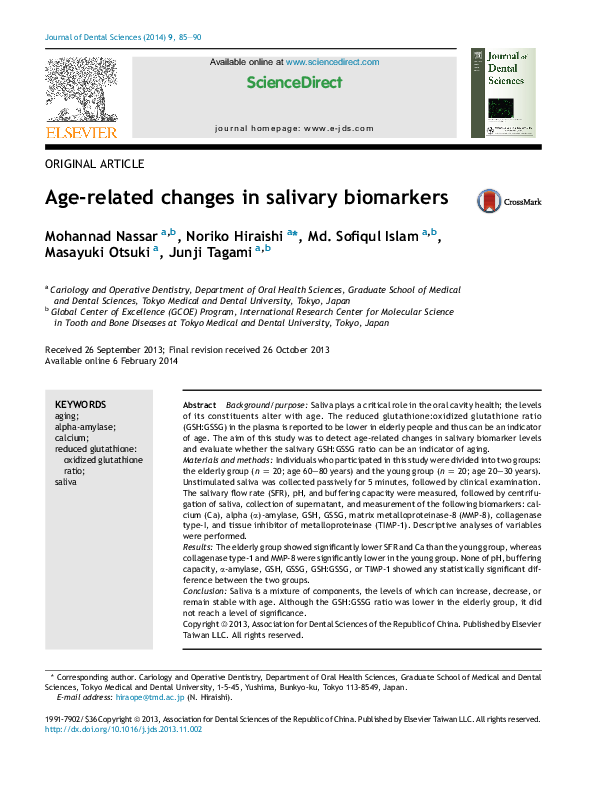 (PDF) Age-related changes in salivary biomarkers