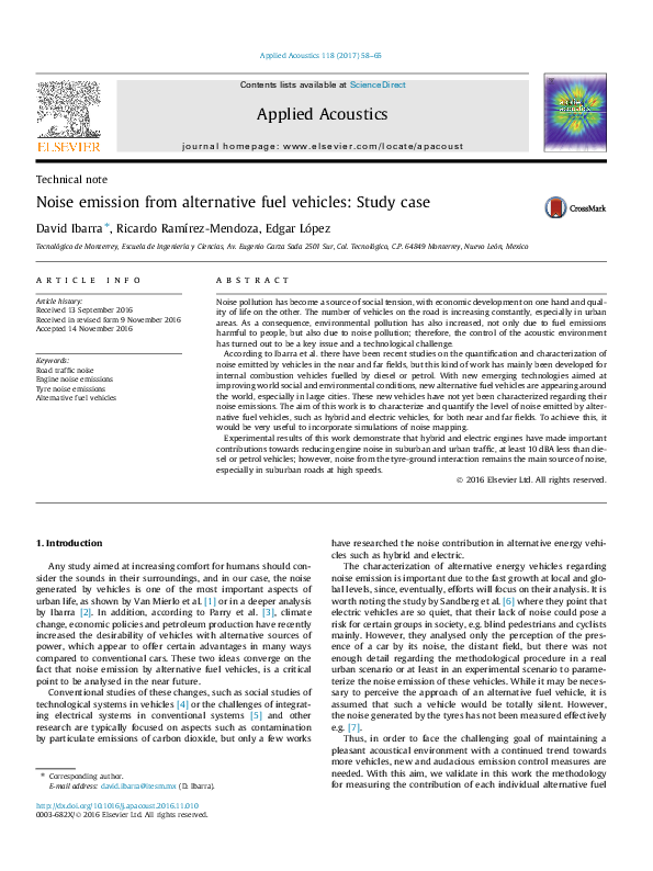 (PDF) Noise emission from alternative fuel vehicles: Study case