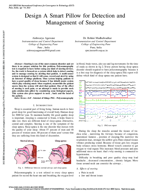 (PDF) Design A Smart Pillow for Detection and Management of Snoring
