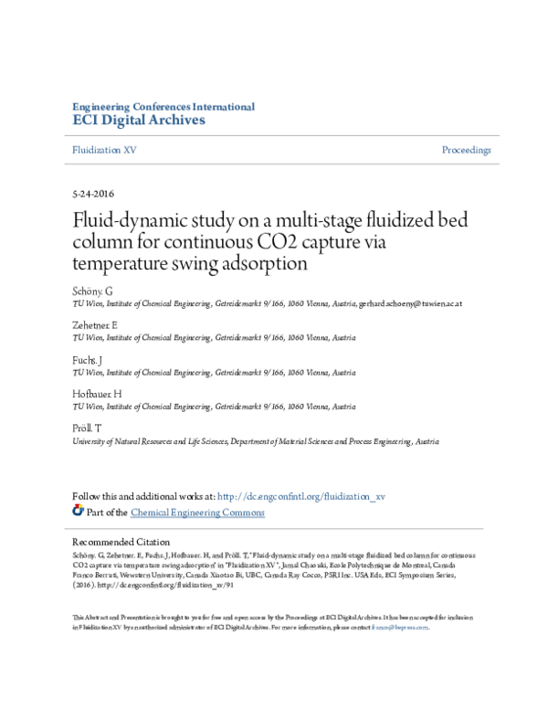 (PDF) Fluid-dynamic study on a multistage fluidized bed column for ...