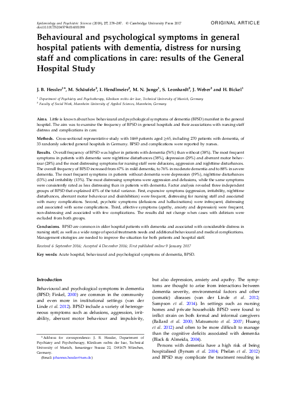 (PDF) Behavioural and psychological symptoms in general hospital ...
